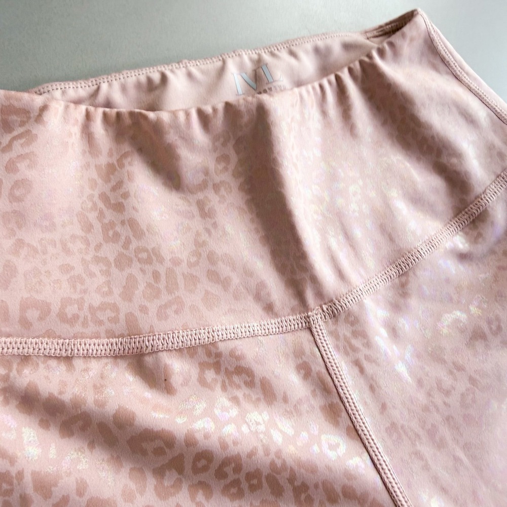 IVL Collective Pink Leopard Print Iridescent Leggings Size 4 High Rise Athletic - Picture 6 of 12